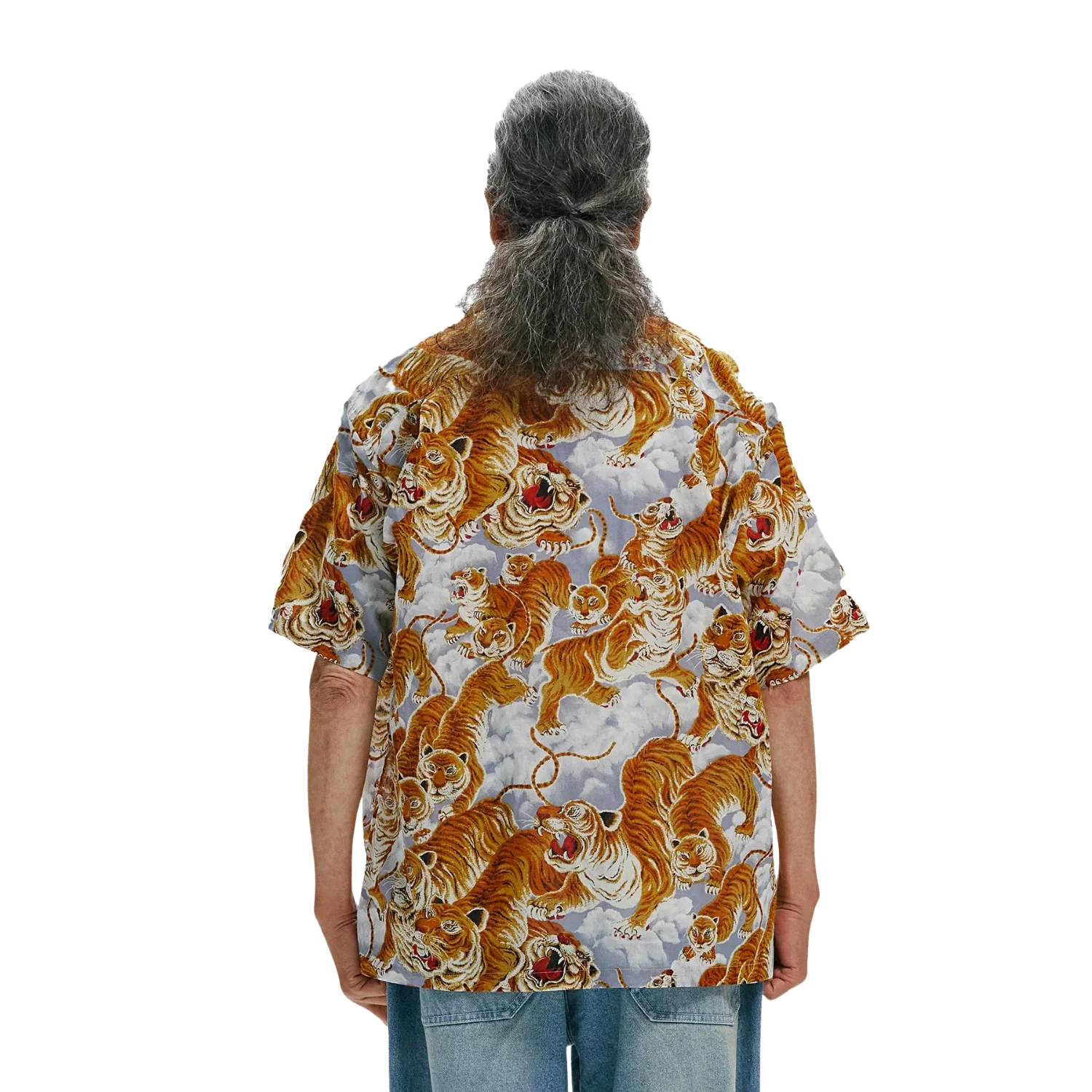 FRIZM WORKS TIGER HAWAIIAN HALF SHIRT - GRAY - Image 4