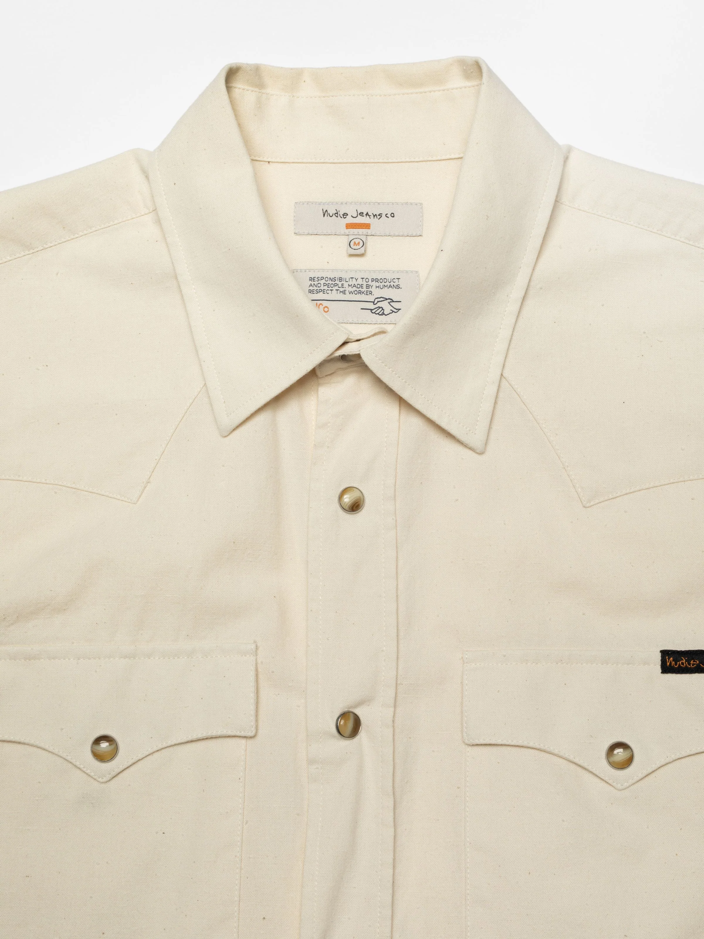 NUDIE JEANS GEORGE CHAMBRAY WESTERN SHIRT - ECRU - Image 3