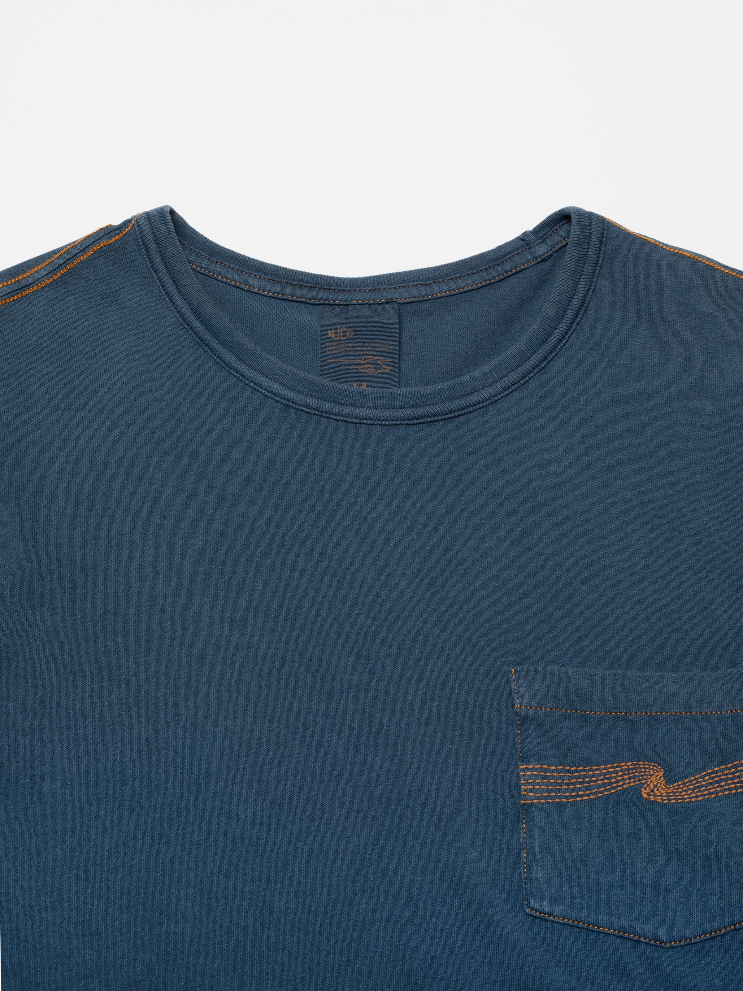 NUDIE JEANS RICKY POCKET T-SHIRT WASHED - BLUE - Image 3