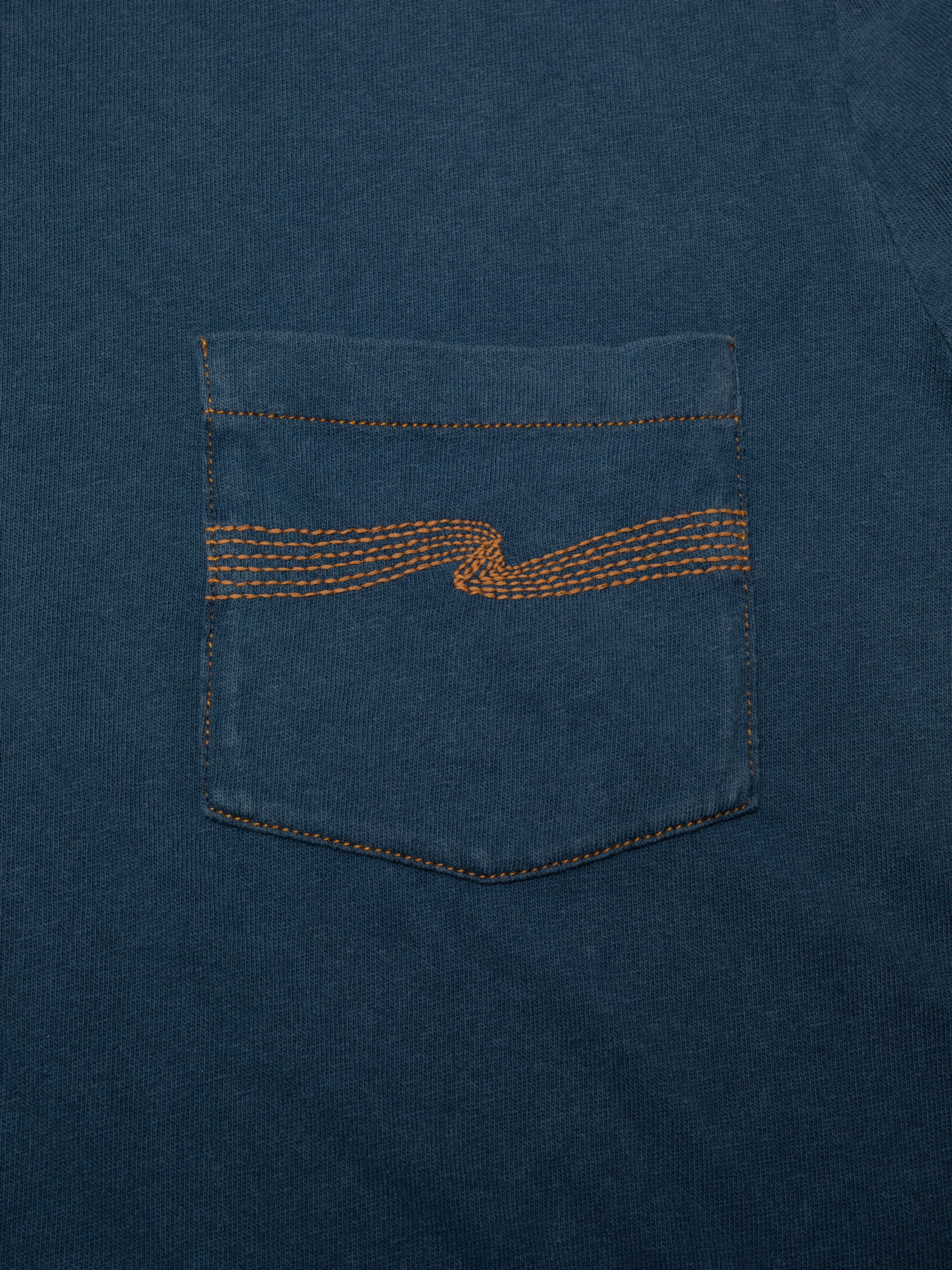NUDIE JEANS RICKY POCKET T-SHIRT WASHED - BLUE - Image 4