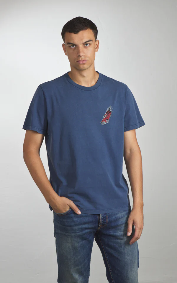 NUDIE JEANS ROY BASEMENT TRACKS T-SHIRT - BLUE - Image 3