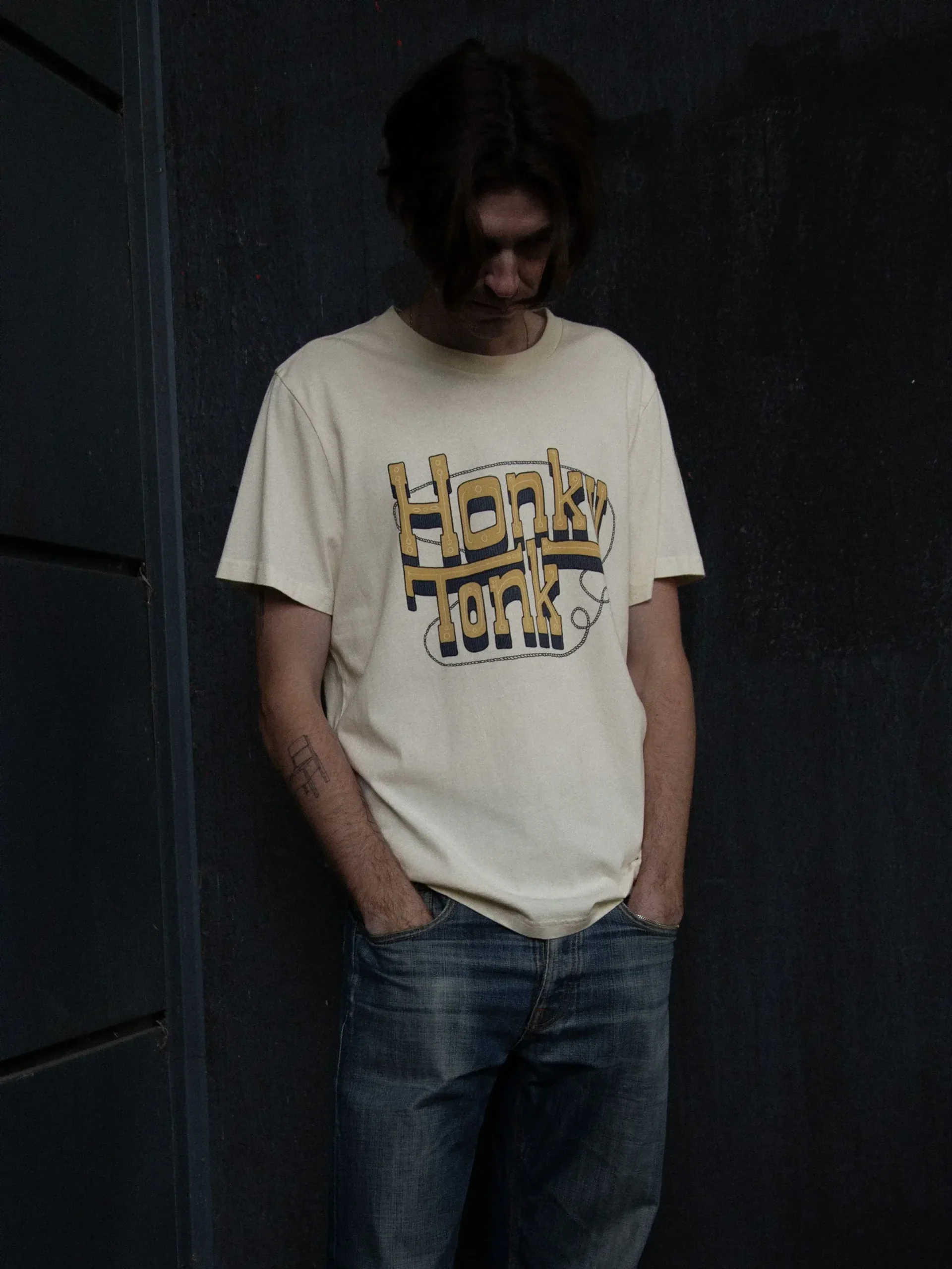 NUDIE JEANS ROY HONKY TONK TSHIRT - ECRU - Image 3