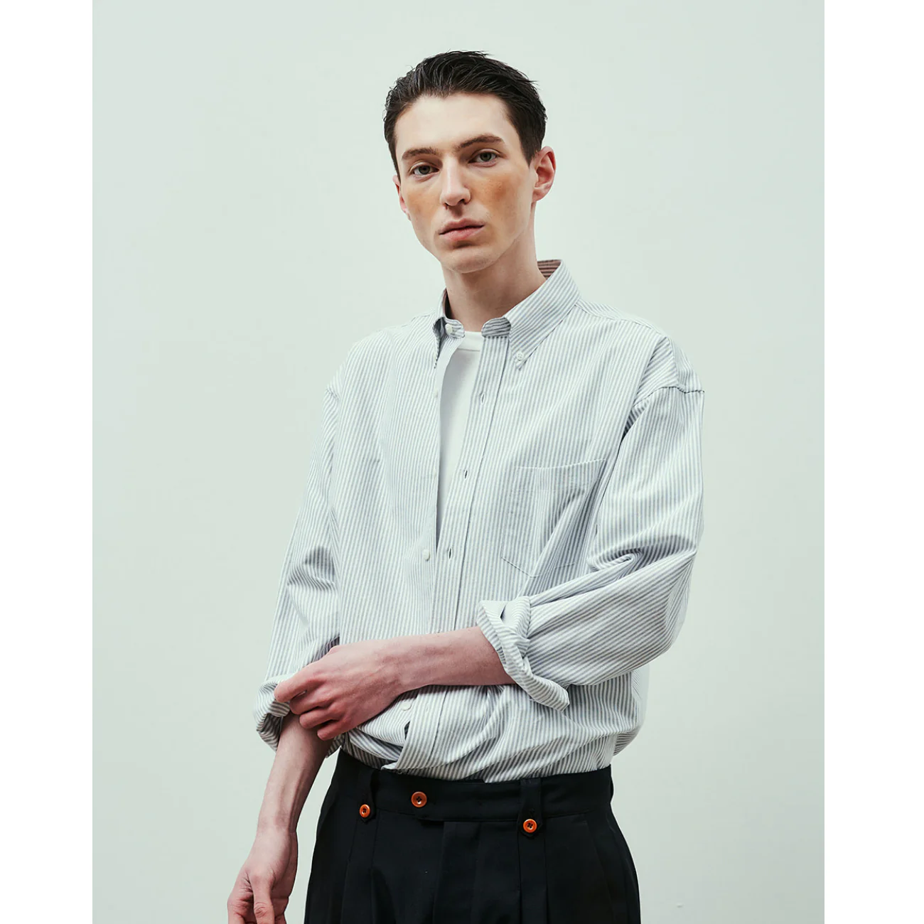 UNIFORM BRIDGE OXFORD BD SHIRTS GREY STRIPE - GREY STRIPE - Image 4