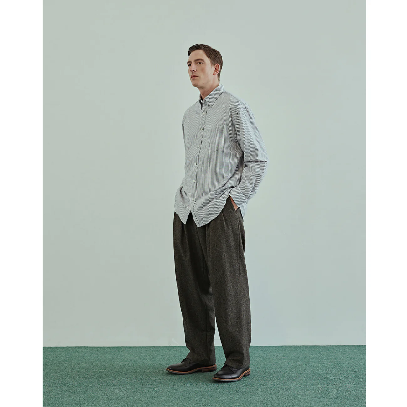 UNIFORM BRIDGE OXFORD BD SHIRTS GREY STRIPE - GREY STRIPE - Image 5